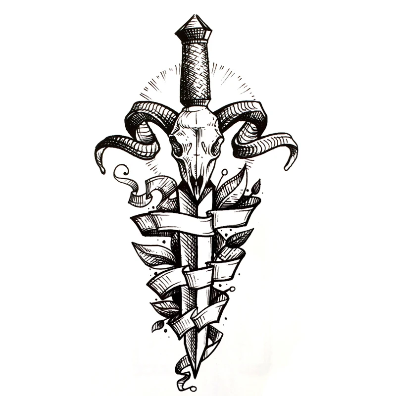 Sealed Demon Waterproof Temporary Tattoos men Tattoo Body Art Henna tattoo Sleeves Ngau Tau Skull Harajuku Tatoo