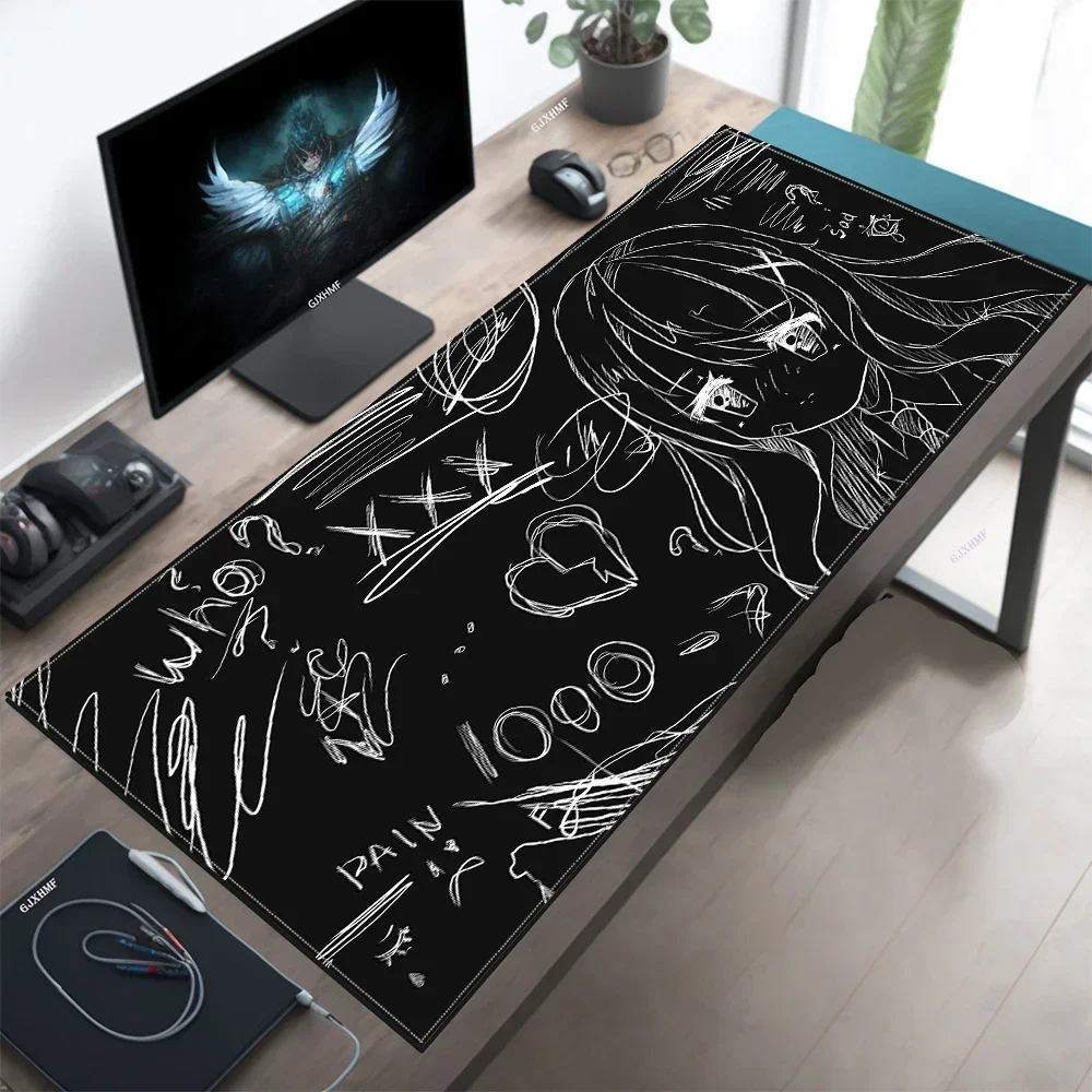 White Anime Mausepad Girl Mouse Mats Gaming Mat Pad on The Table Office Gamer Accessories Keyboard Pad Art Desk Mat Mouse Carpet