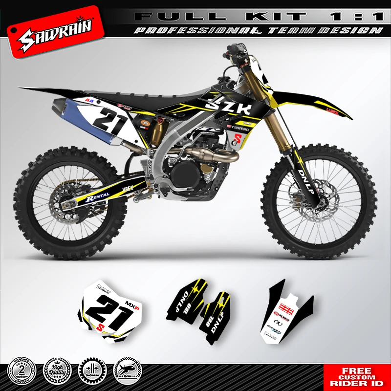 

Наклейка на мотоцикл Sawrain, комплект наклеек с графикой команды для SUZUKI RMZ450 2018 2019 2020-2022 RMZ250 2019 2020 2021 2022 001