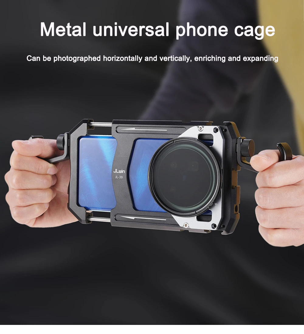 

FOTGA Universal Smartphone Phone Cage Handheld Cage with 67mm Lens Filter Thread Adapter For Video Rig Kit Metal Cage Dual Side