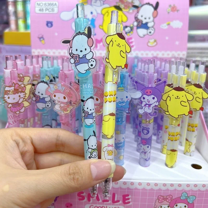 

New Sanrio Gel Pen 48pcs Hello Kitty Kuromi Melody Cartoon Patch Pens Kawaii Stationery Student Write Tool School Office Gift