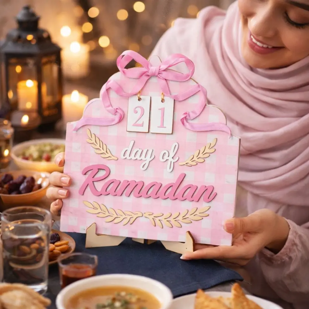 

Wooden Ramadan Countdown Calendar Handmade Festival Eid Mubarak Ornament Funny Decorative Ramadan Advent Calendar