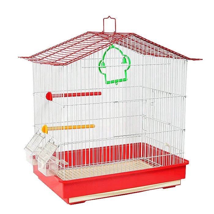 Beautiful Wrought Iron Bird Cage for Finches Acrylic Hanging Stand Foldable Pet Cage with Small Wire Animal Pattern