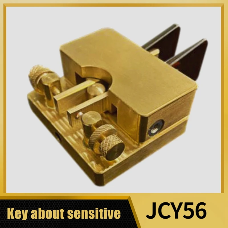 1 Set JCY-56 Stainless Steel Brass Telegraph Key Automatic Key Morse Key Dual Paddle Magnetic CW Key (Gold)