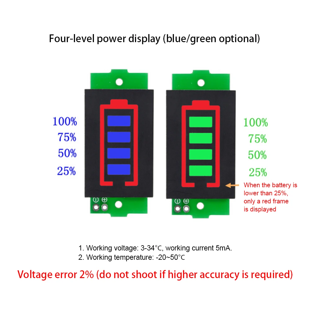 1S-8S 3-34V Lithium Battery Capacity Indicator Module Electric Vehicle Battery Power Tester Li-ion 1-8S Low Voltage Buzzer Alarm