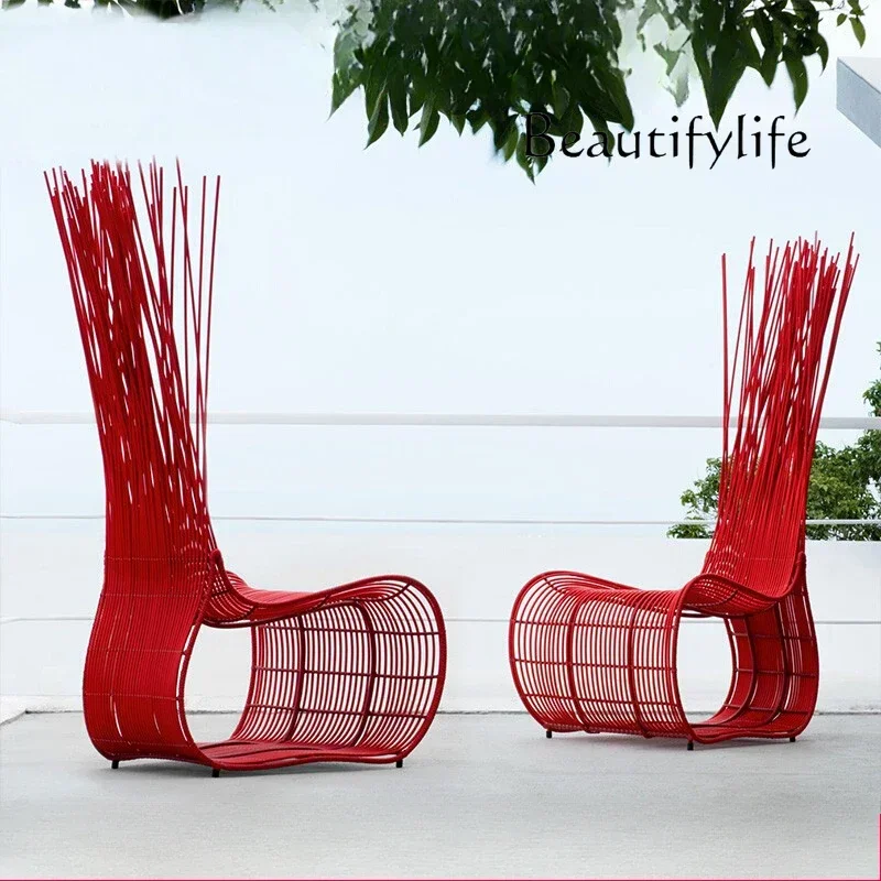 Outdoor Furniture Art Sofa Creative Hotel Rattan Chair Imitation Rattan Bamboo Cafe Table and Chair Courtyard