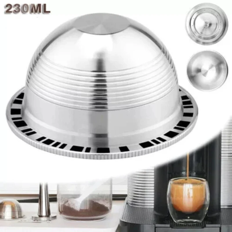 

Stainless Steel Refillable Fit For Nespresso Vertuo Coffee Pod Capsules 230ml