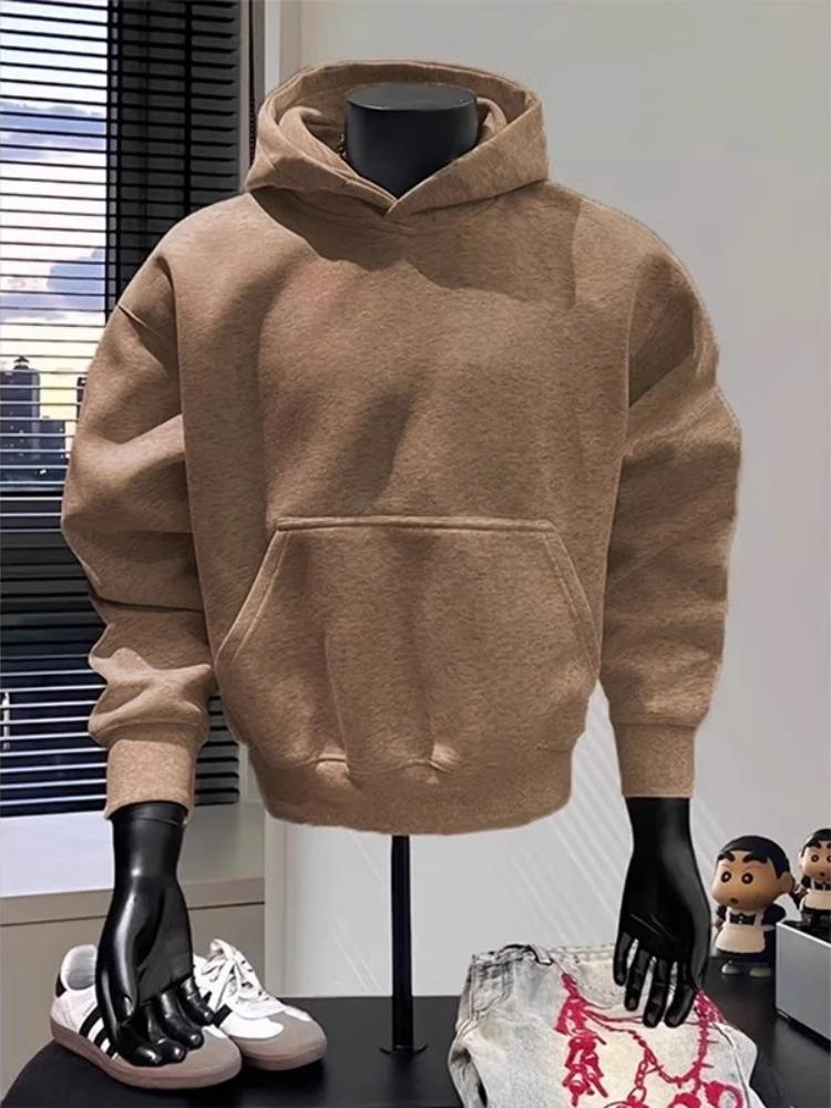 

Thiened Brown Fce Hoodie Men's Autumn Winter Heavyweight Cleanfit Trendy Brand Jaet Anti-Wrinkle Wear-Resistant Stain-...