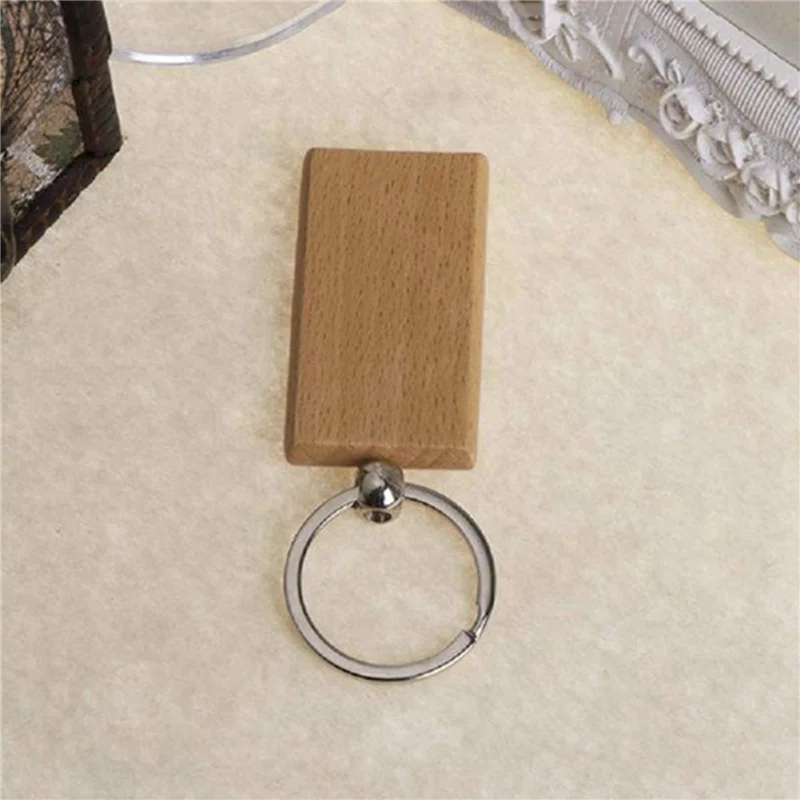 240 Blank Wooden Wooden Keychain DIY Wooden Keychain Key Tag Anti-Lost Wood Accessories Gift