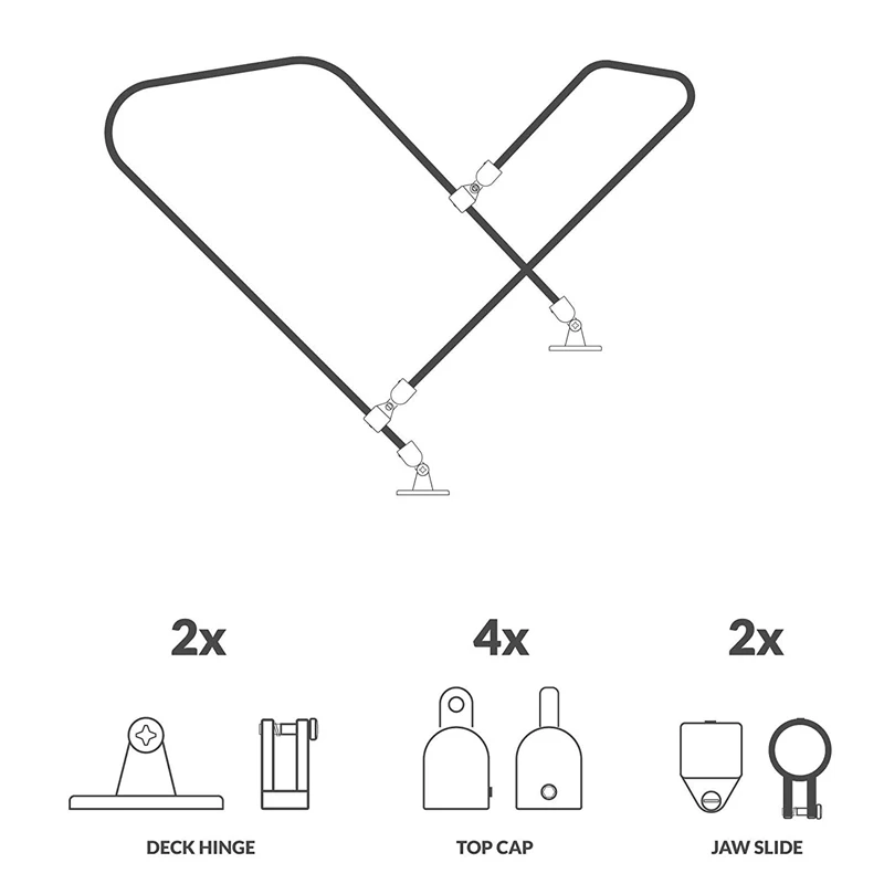 316 Stainless Steel (3-Bow/4-Bow) 22Mm Top Boat Accessories Jaw Slide Cap Eye End Deck Hinge Fittings Hardware