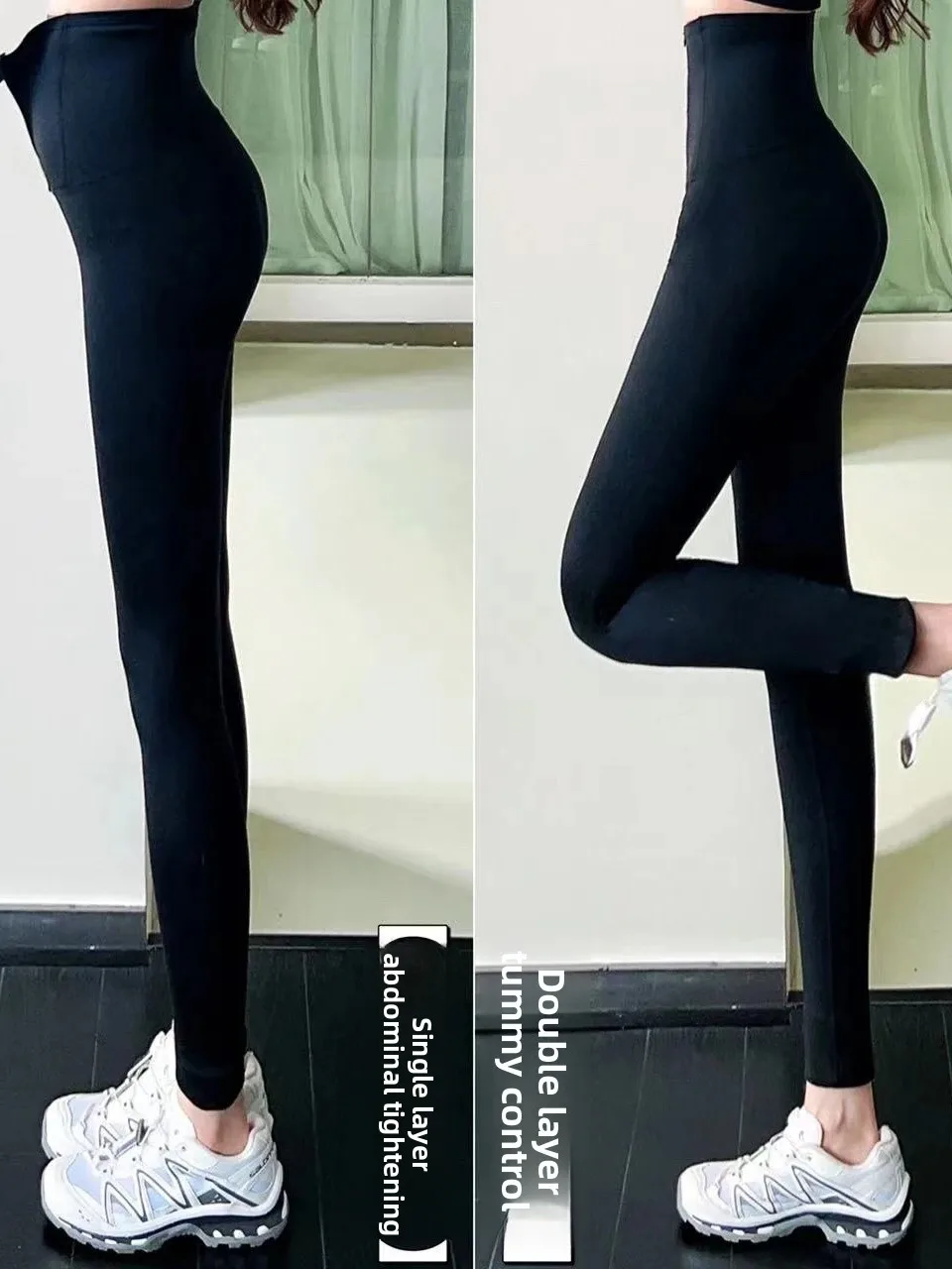 High-Waist Fitn arkskin Pants Women's Flagip Store Tummy Control Butt Lifting Zipper Slimming Pants Outerwear