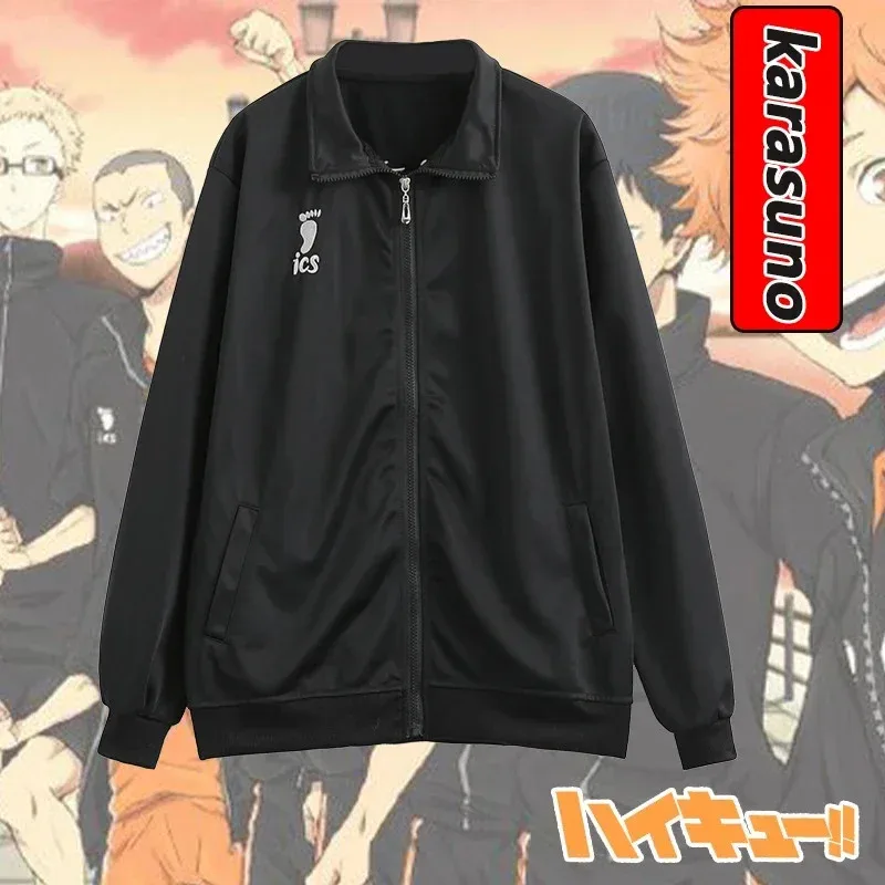 CyHinata Shoyo Cosplay Haikyuu Karasuno Cosplay Kostüm Jacke Mantel Hosen Perücke Karasuno High School Volleyball Club Uniform Unise
