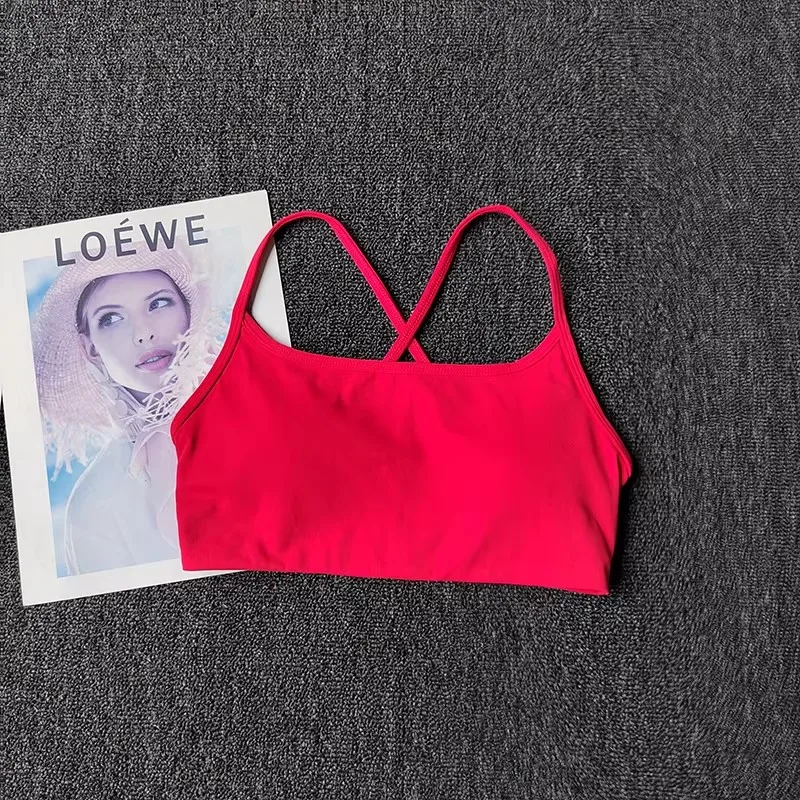 Colorful Strappy Sports Bra with Sexy Crisscross Back, Light Support & Quick-Dry Fabric, Ideal for Summer Workouts and Layering view 3
