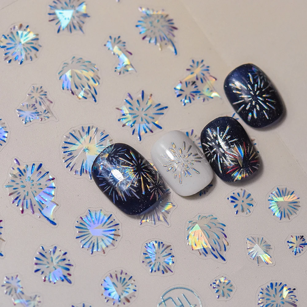 Chinese Traditional Wedding Blue Pearl Nail Stickers Elegant Embroidery Design Shiny Pearl Vintage Self Adhesive Manicure Decal