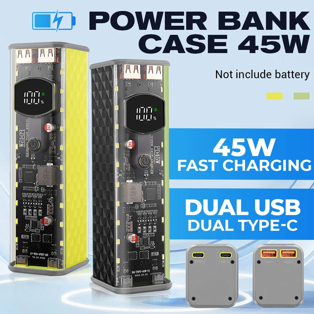 

Прозрачная модель, 8 шт., 18650, чехол для зарядки аккумулятора, регулируемое напряжение постоянного тока, без пайки, мобильные чехлы для питания