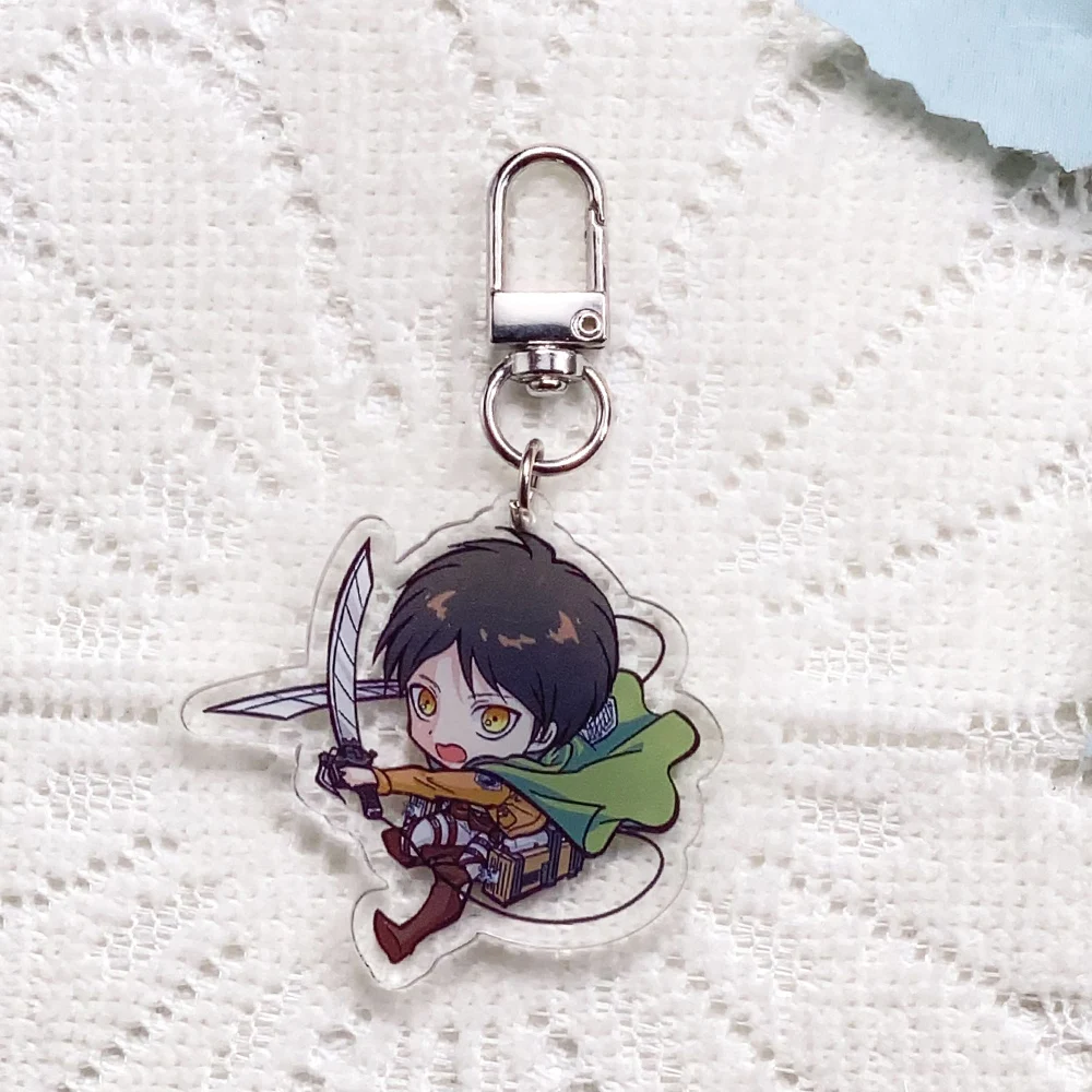 1/7PCS Anime Attack on Titan Green robe Acrylic Car Keychain Accessories Keyrings Friends Gifts Bag Charms Cute Backpack Pendant image 2