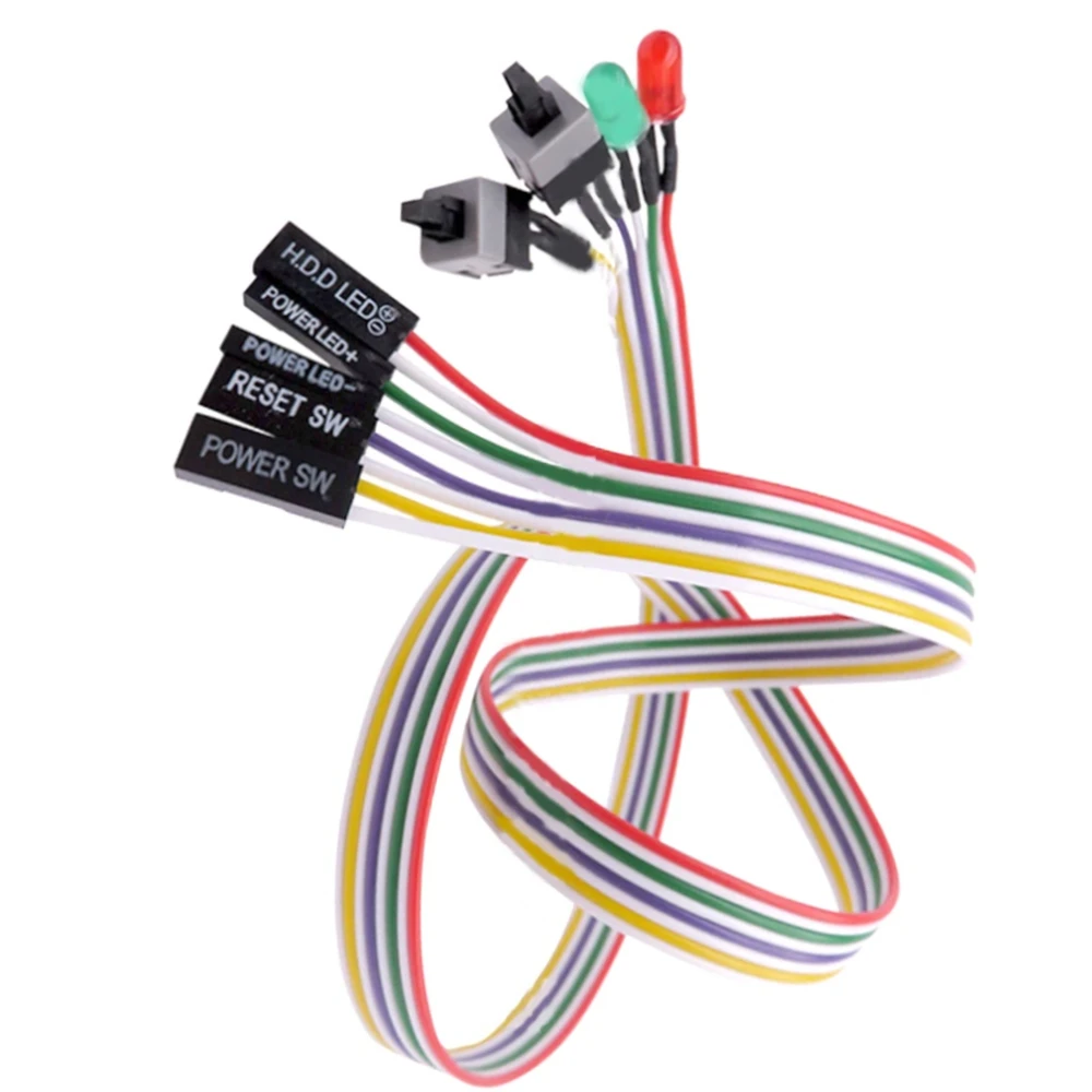 65CM Computer Motherboard Power Cable Original On Off Reset with LED Light PC Power Reset Switch