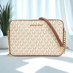 Michael Kors Ole Jet Set Item Large Women'S Pvc With Leather Single Shoulder Crossbody Bag Small Square