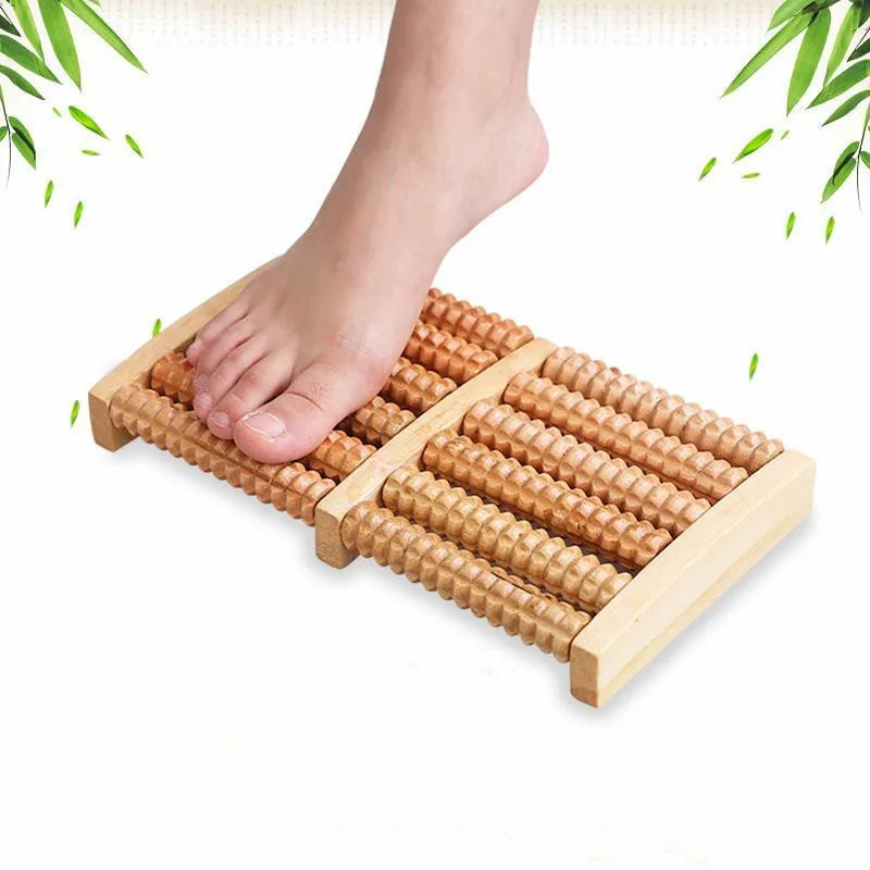 

6 Rows Newly Dual Wooden Foot Massager Roller Relieves Plantar Fasciitis Heel Arch Pain Stress Relief Foot Massager Care Tool