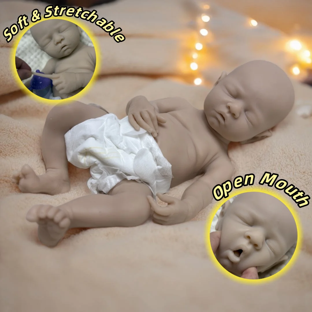 

16,5-дюймовая неокрашенная однотонная силиконовая кукла Reborn с открытым ртом и мытьем, мягкая на ощупь кукла Bebe reborn tam silicon bebek