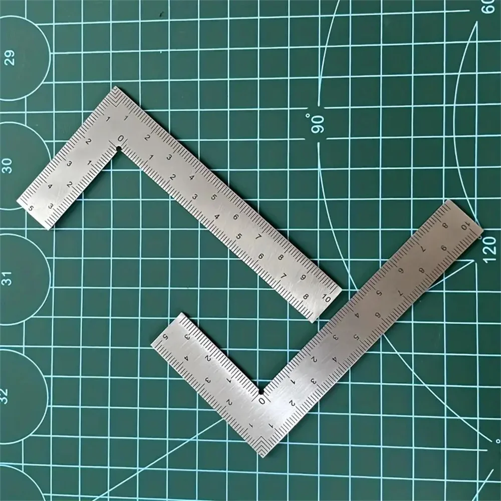 Mini Stainless Steel L-Shaped Double-Sided Precision Scale Ruler - High-Accuracy Measuring Tool for Leather Design, Metal Materi