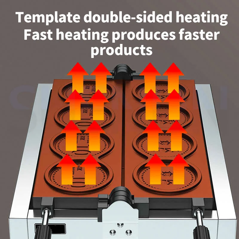 Máquina para hacer gofres estilo moneda de oro comercial, máquina para hacer gofres estilo olla antiadherente, máquina para hacer aperitivos, máquina para hacer pan, máquina para hacer gofres redonda