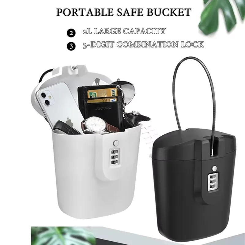 1Pc Portable Beach Bucket Password Box Mini Phone Wallet Safe Storage Boxes Outdoors Portable Handle Designer Anti Falling Boxes