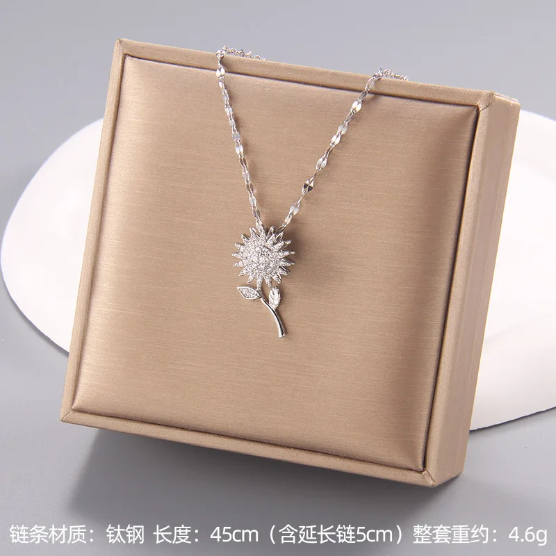 Wholesale 6pcs/set Classic Cubic Zirconia Pendant Necklaces For Women Gold Color Alloy Rotate Necklace Daily Jewelry