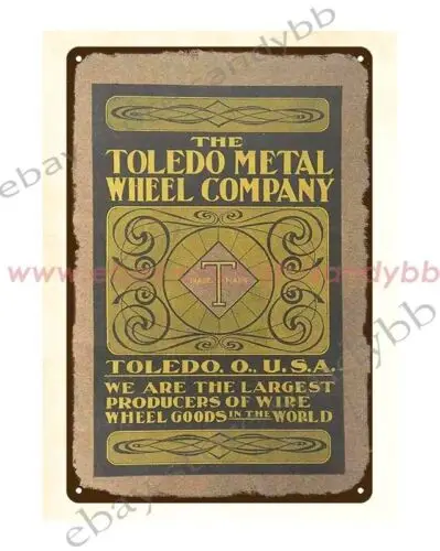 reasonable home decor The Toledo Wheel Co. catalog Cover metal tin sign