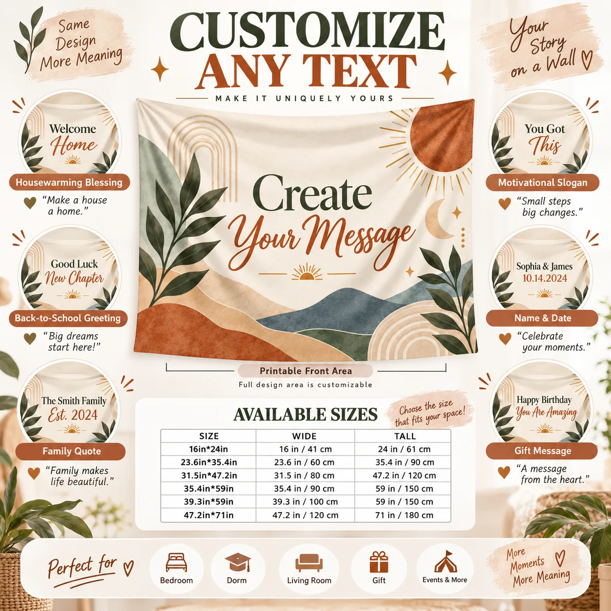 Custom Chiffon Tapestries Personalized Text Tapestries Perfect for decorating bedrooms living rooms and dorm rooms Art Design