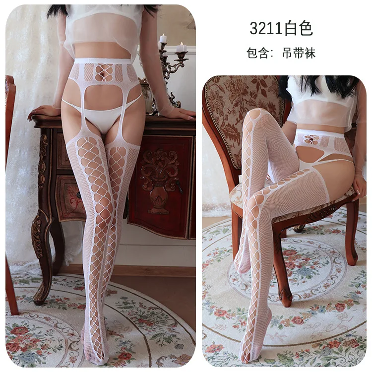 

Long Night European and American Style Sexy Hollow Jacquard Garter Stockings Nightclub Long Stockings Erotic Stockings for Women 3211