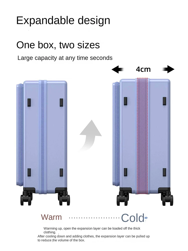 Многофункциональный чемодан 20-28 с боковым отверстием и крышкой, дорожный чемодан с передним отверстием, расширяемый 1:9, чемодан для салона с глубоким отделением