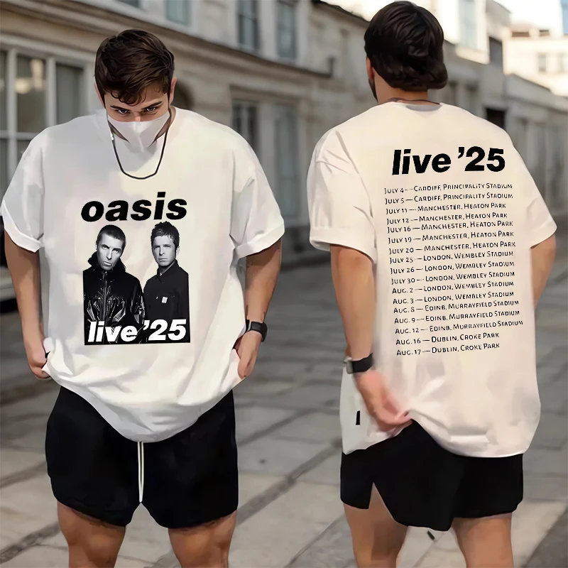 

Oasis Live 25 Tour T-Shirts Fan Support T-shirt for Both Men and Women in The Same Style Classic Pattern Printed Cotton Blouse