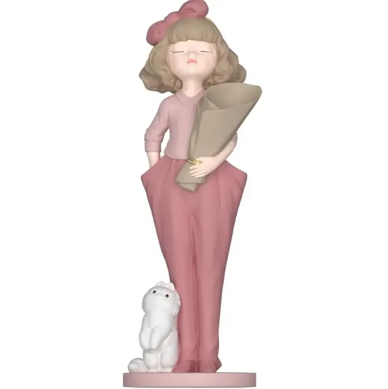 European Storage Tray Bouquet Girl Resin Sculpture Crafts Home Livingroom Figurines Decoration Villa Hall Statue Accessories