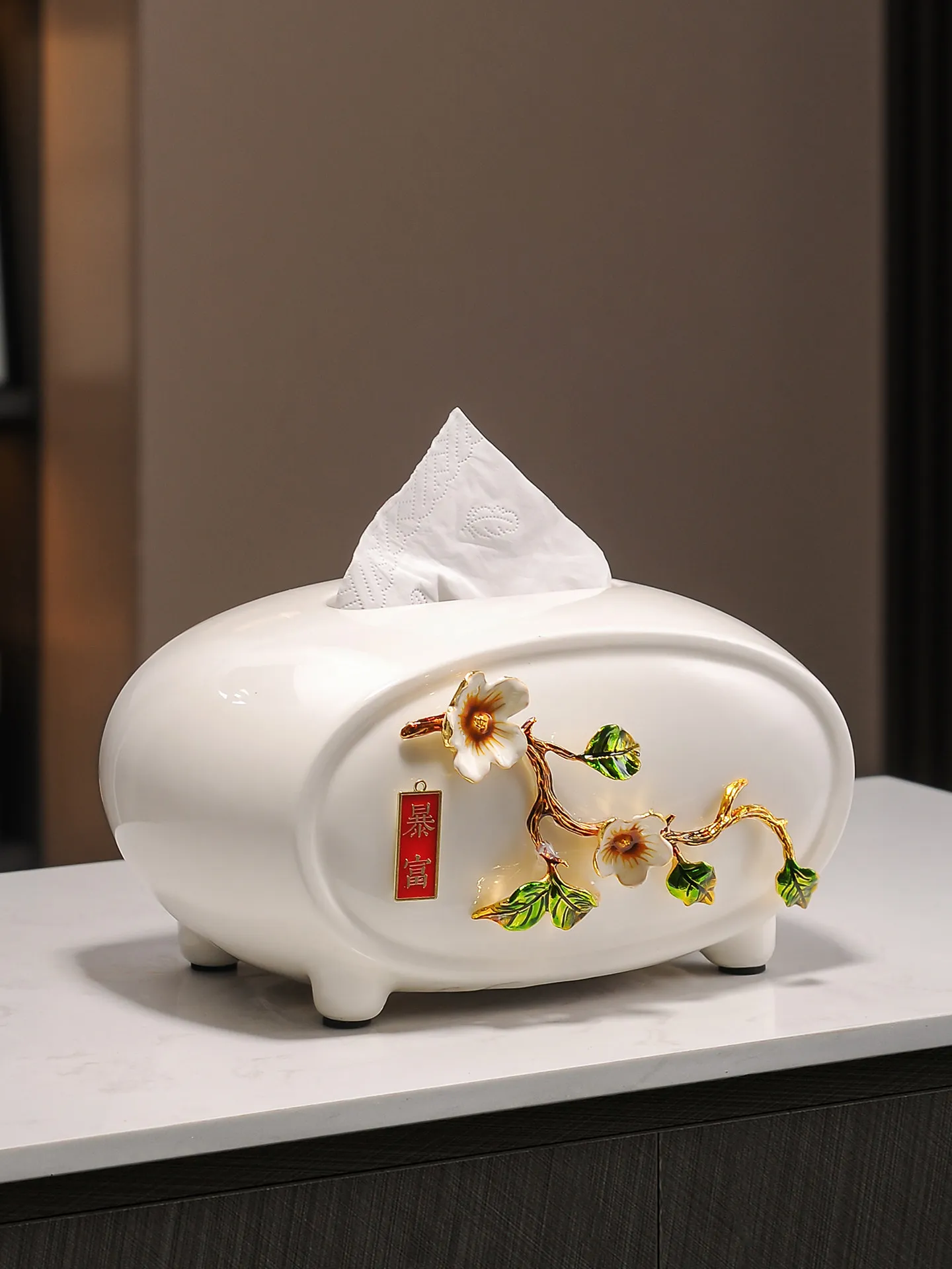 For Chinese ceramic tissue box ceramic living room coffee table decorative ornament practical pumping carton ornament