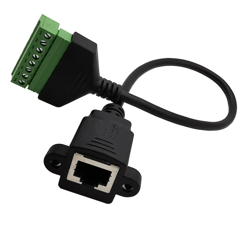 Rj45 إلى المسمار محطة كتلة 8p موصل إيثرنت rj45 ذكر أنثى إلى 8 دبوس المسمار محطة كابل محول الشبكة ل CCTV DVR