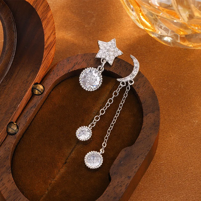 

High Quality 925 Silver Cute Ladies Earrings Zircon Long Stud Earrings Fashion Party Jewelry