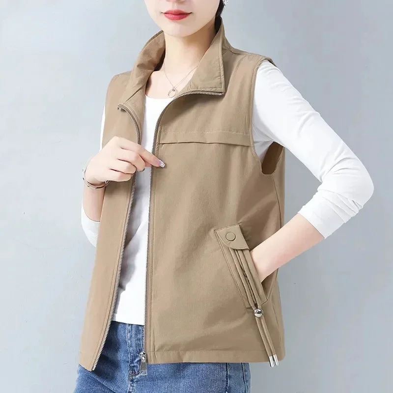 

Casual Loose Short Women's Vest Oversize Lined Sleeveless Jackets Spring Chalecos Para Mujeres Thin Fashion Waistcoat N194