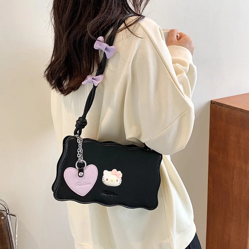 

Sanrio storage bag hello kitty shoulder bag baby handbag kuromi new bow girl messenger bag fashion underarm bag