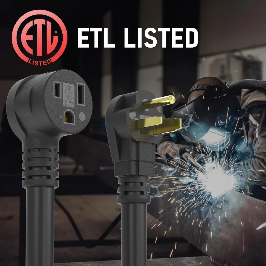 25ft 250 Volt 6 AWG Heavy Duty Welder Extension Cord with NEMA 650P to 650R Connectors for Industrial Welding Applications Dura