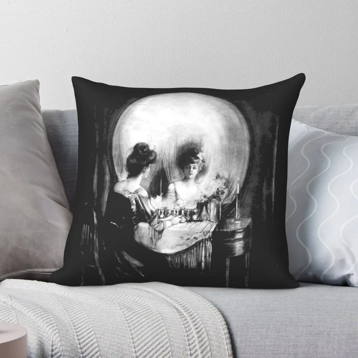 Charles Allan Gilbert All Is Vanity Square Pillowcase Polyester Linen Velvet Creative Decor Throw Pillow Case Room Cushion Cover