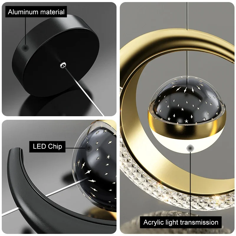 Imagem -06 - Lustre de Cabeceira Moderno Minimalista dos Desenhos Animados para o Quarto das Crianças Lâmpada Lunar Luz Pequena do Astronauta Luz do Quarto Luxuoso Menino e Menina