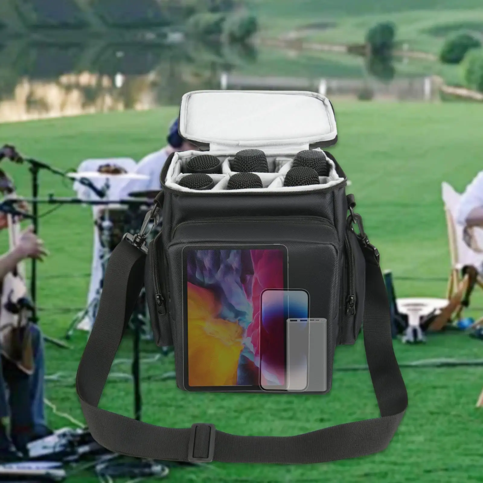 

Travel Microphone Bag Shockproof Microphone Case for Outing Trip Travelling