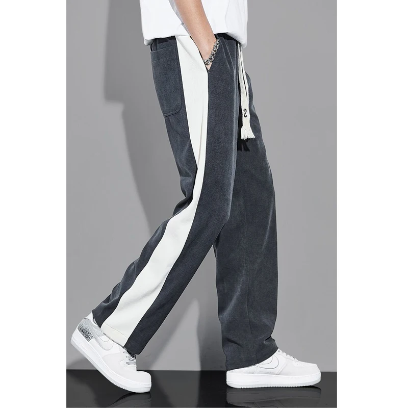 Autumn Winter Loose Casual Striped Straight Pants Man Joggers Sports Trousers Sweatpants Pantalones Hombre Harajuku Streetwear