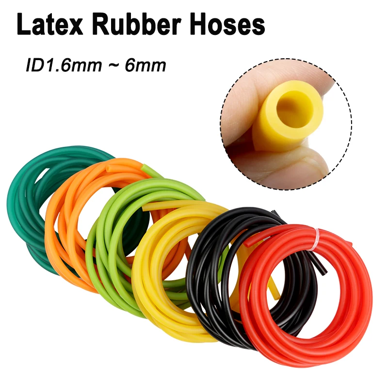 2/5m Latex Rubber Tubing Tube ID 1.6mm ~18mm OD 3.2mm ~ 22mm Speargun Band Slingshot Catapult Tube Rubber Hose Tension Belt