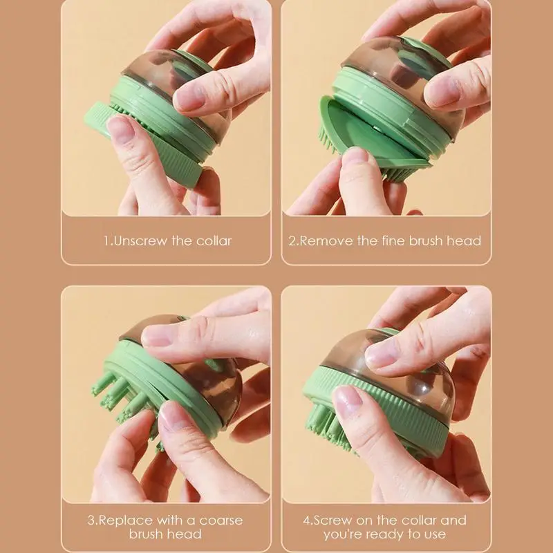 Dog Shower Brush Silicone Brush In Spaceship Shape Grooming Tool With Large Opening Filling Hole For Dogs Puppy Cats Kitten