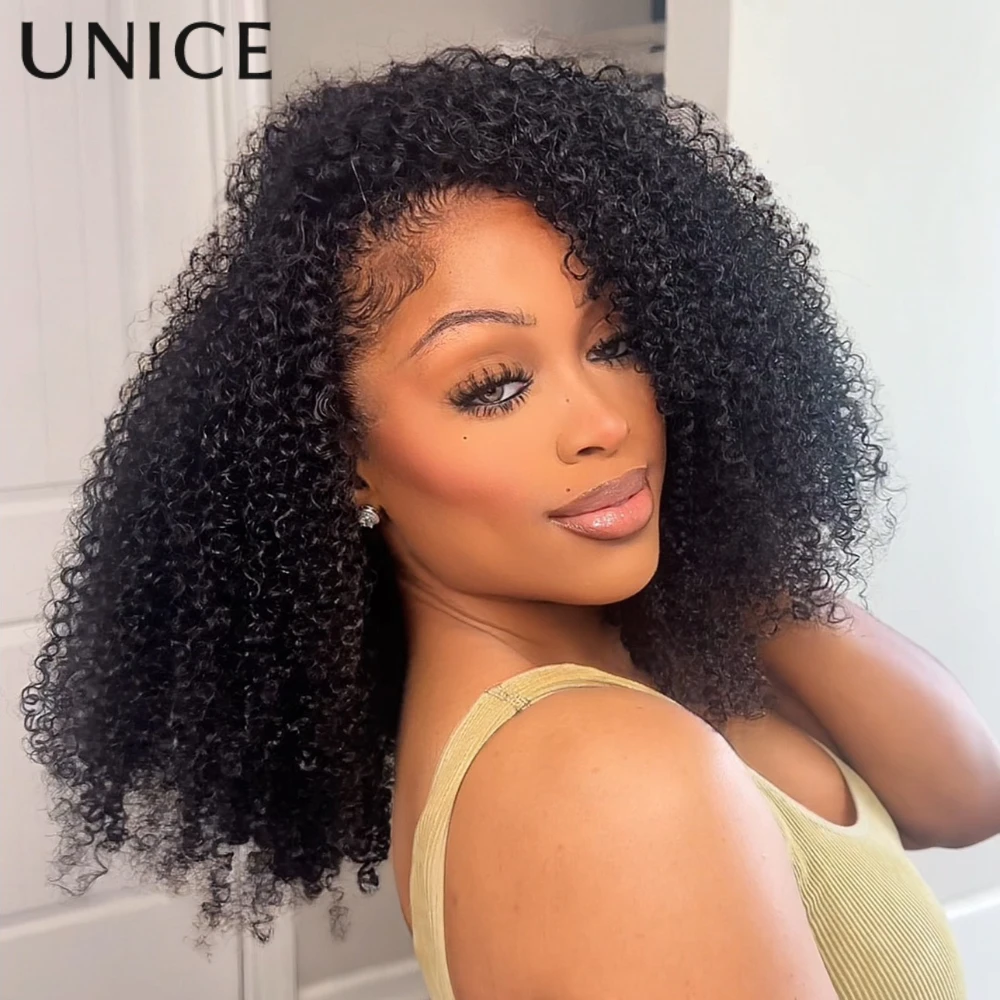 

UNice Kinky Curly Half Wig With 4C Edges & Drawstring 3-in-1 Flip Over Glueless Human Hair Wig