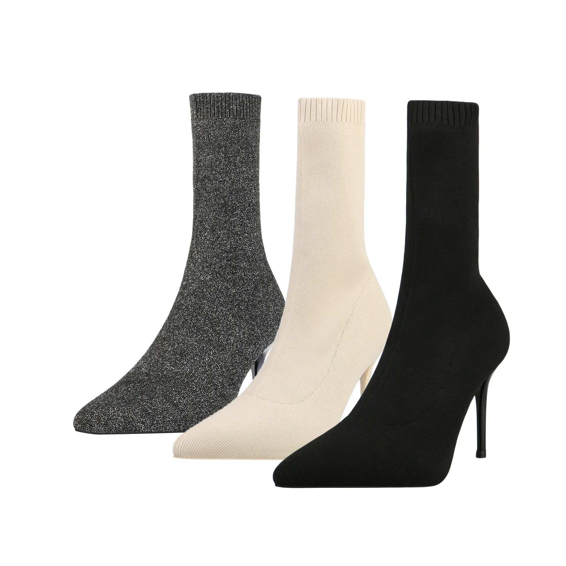 Sexy Sock Boots Knitting Stretch Boots High Heels for Women Fashion Shoes 2024 Spring Autumn Ankle Boots Female image 5