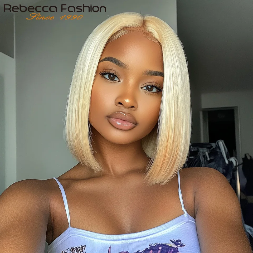 Blonde Bob Wig Human Hair 613 Lace Front Wig Human Hair 180% Density Pre Plucked Transparent Lace Human Hair Wig QVR Remy Hair