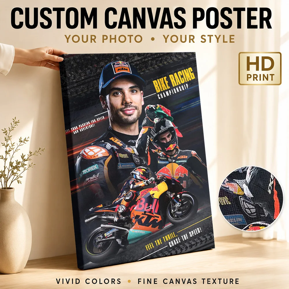 Miguel oliveira Racing Canvas Painting Poster Customized Photo Retro Automotive Canvas Wall Art for Garage Decor Ready to Hang
